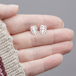 SZT-304 silver monstera stud earring - silver 925