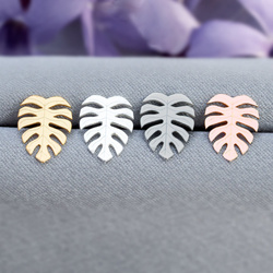SZT-304 silver monstera stud earring - silver 925