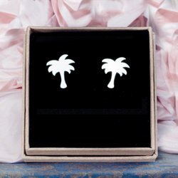 SZTrg-356 Silver earrings palm tree - silver 925 rose gold