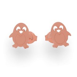 SZTrg-435 Silver full penguin earrings - 925 rose gold