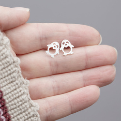 SZTrg-435 Silver full penguin earrings - 925 rose gold