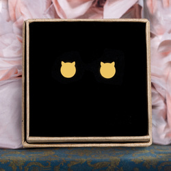 Silver cat 8mm earrings GOLD PLATED