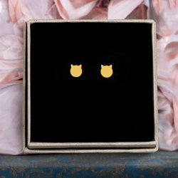 Silver stud earrings CAT - silver 925 GOLD PLATED