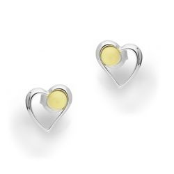 Srebrne kolczyki BURSZTYN SERCE - SREBRO pr. 925