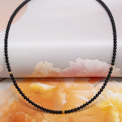 Naszyjnik naturalny ONYKS - srebro 925 złocone