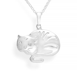 Srebrny naszyjnk duży KOT KOTEK - SREBRO p. 925 