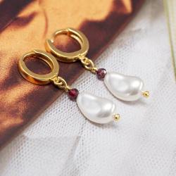 Kolczyki GRANATY PERŁY SWAROVSKI -  srebro p 925 