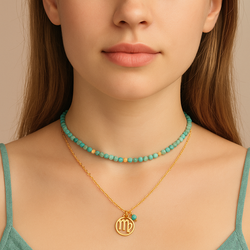 Naszyjnik naturalny AMAZONIT - srebro 925 złocone