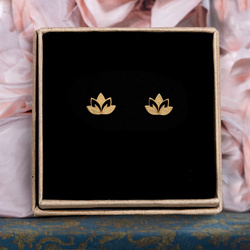 SZTZ-340A Silver earrings LOTUS FLOWER - Sterling Silver 925 Gold Plated