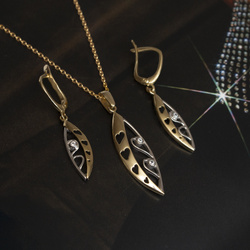 Złota zawieszka SERCA CYRKONIE - ZŁOTO pr. 585