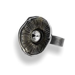 Srebrny pierścionek KWIAT cyrkonia RĘKODZIEŁO 925