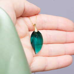 Srebrny naszyjnik LIŚĆ SWAROVSKI - SREBRO ZŁOCONE