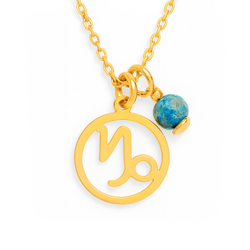 Naszyjnik ZNAK ZODIAKU KOZIOROŻEC JASPIS TURKUSOWY