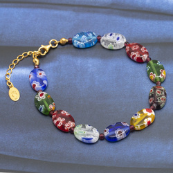 Bransoletka MILLEFIORI szkło MURANO GRANATY p. 925