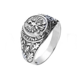 Sygnet - Bóg,  Honor, Ojczyzna pr. 925 Oksydowane