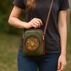 Mała torebka damska na ramię - wytłoczony jeleń