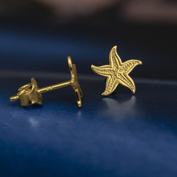 SZTZ-741 Silver earrings STARFISH - Sterling Silver 925 Gold Plated