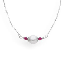 Srebrny naszyjnik whit SWAROVSKI PERŁA I RUBIN 925