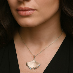 Srebrny naszyjnik DUŻY LIŚĆ MIŁORZĄB - SREBRO 925