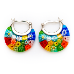 Kolczyki MILLEFIORI szkło MURANO 2,7cm - CUDO!