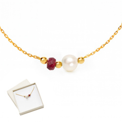 Naszyjnik naturelny PERŁA RUBIN -  srebro p 925