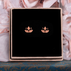 SZTRG-340A Silver earrings LOTUS FLOWER - Sterling Silver 925 Rose Gold Plated