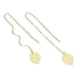 Złote kolczyki - LIŚCIE MONSTERY - ZŁOTO pr. 333