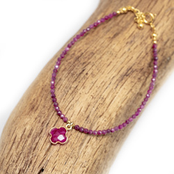 Bransoletka naturelny RUBIN AMULET -  srebro p 925 