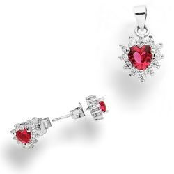 Srebrny komplet z cyrkoniami SERCE - pr. 925