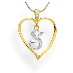 Zawieszka - literka w sercu - S - Srebro pr. 925