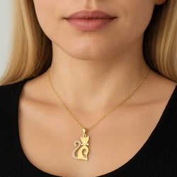 Złota zawieszka z cyrkoniami KOT KOTEK - ZŁOTO 333