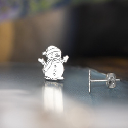 SZTP-748 Silver earrings SNOWMAN CHRISTMAS - Silver 925 Rhodium Plated
