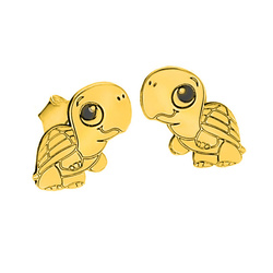 Srebrne kolczyki ŻÓŁW -SREBRO  p. 925  POZŁACANE