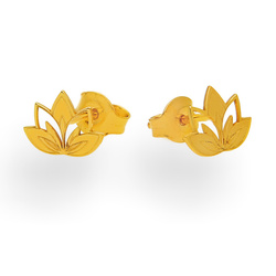 SZTZ-340A Silver earrings LOTUS FLOWER - Sterling Silver 925 Gold Plated