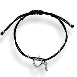 Bransoletka sznurkowa - SERCE I KLUCZYK - pr. 925