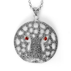 Srebrna, duża zawieszka z granatami TYGRYS - p 925