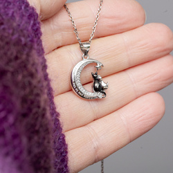 Srebrny naszyjnk KOT KOTKI + napis - SREBRO 925 