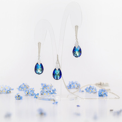 Srebrny naszyjnik niebieska kropla Swarovski p 925