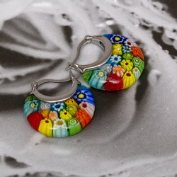 Kolczyki MILLEFIORI szkło MURANO 2,7cm - CUDO!