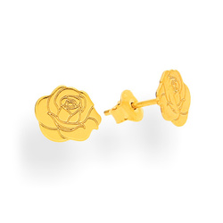 SZTZ-729 Silver earrings FLOWER ROSE - Sterling Silver 925 Gold Plated