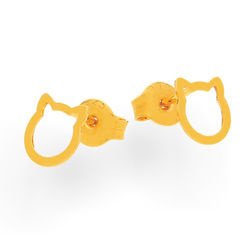 SZTZ-489 Silver cat earrings GOLD PLATED