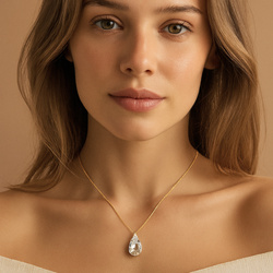 Srebrny złocony naszyjnik kropla Swarovski pr. 925