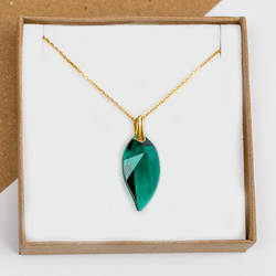 Srebrny naszyjnik LIŚĆ SWAROVSKI - SREBRO ZŁOCONE