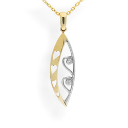 Złota zawieszka SERCA CYRKONIE - ZŁOTO pr. 585