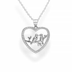 Srebrny naszyjnik SERCE PTAKI - SREBRO p 925 CUDO!