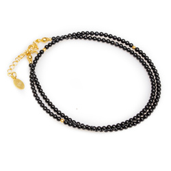 Naszyjnik naturalny ONYKS - srebro 925 złocone