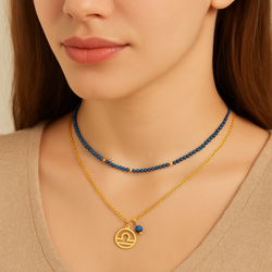 Naszyjnik ZNAK ZODIAKU WAGA, LAPIS - SREBRO p 925