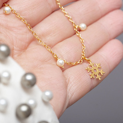 Srebrny naszyjnik PERŁY SWAROVSKI i ŚNIEŻYNKA 925