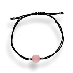 Bransoletka sznurkowa kwarc różowy - pr. 925