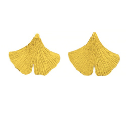 Srebrne kolczyki LIŚĆ MIŁORZĄB SREBRO 925 złocone